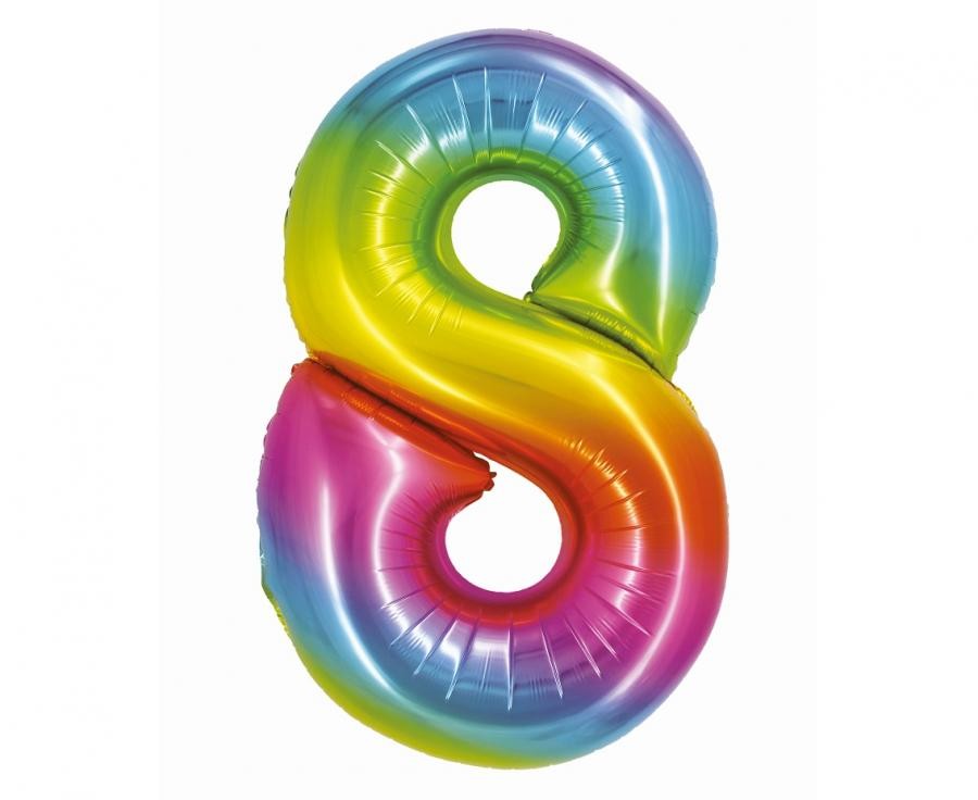 Фолиев балон - цифра 8 - дъга - 76см