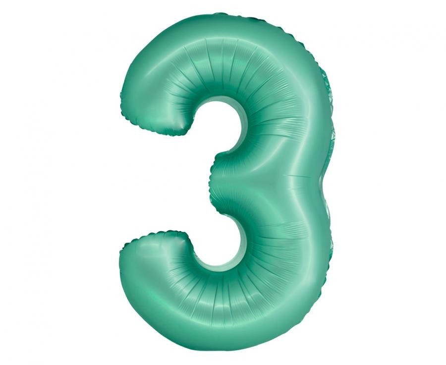 Фолиев балон - цифра 3 - мента - 76см