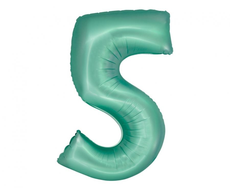 Фолиев балон - цифра 5 - мента - 76см