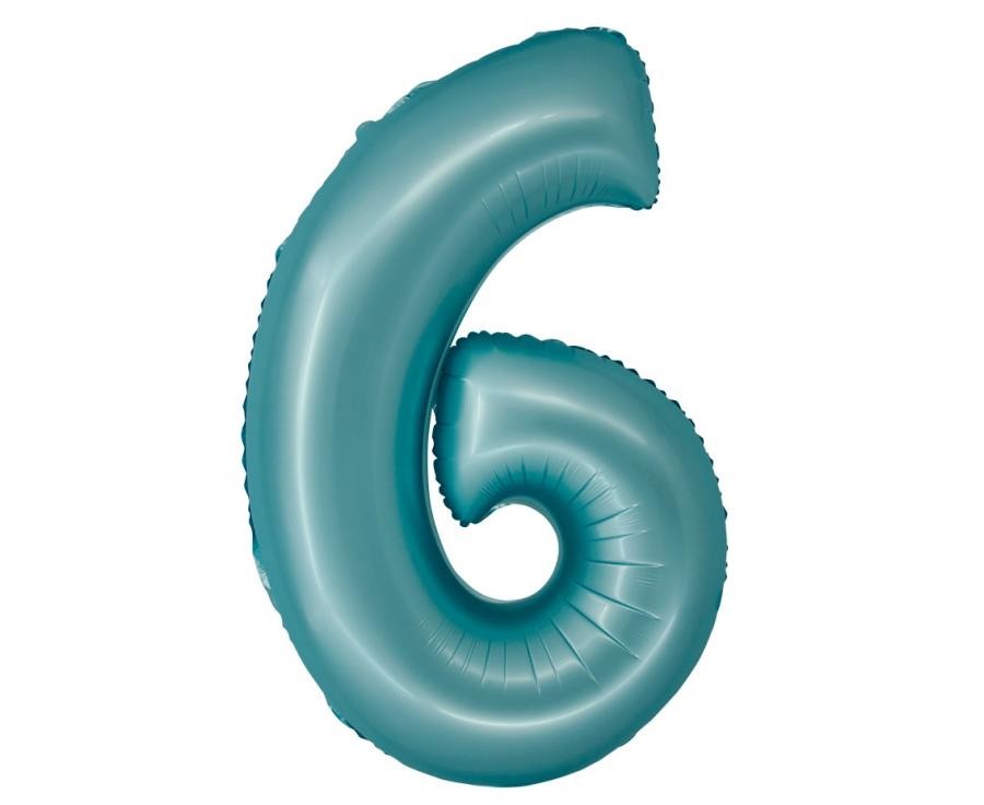 Фолиев балон - цифра 6 - светло син - 76см