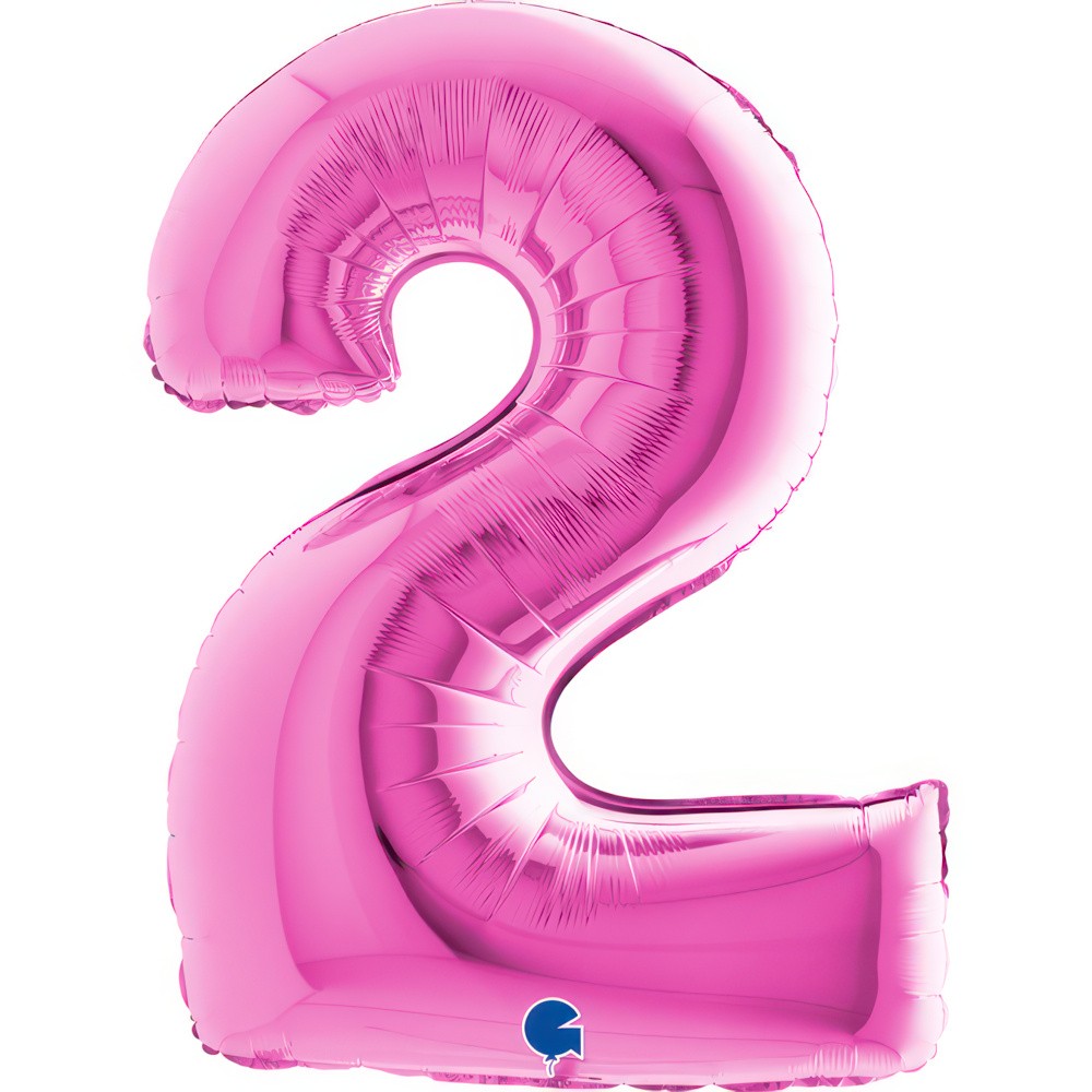 Фолиев балон - цифра  2 - циклама - 101 см