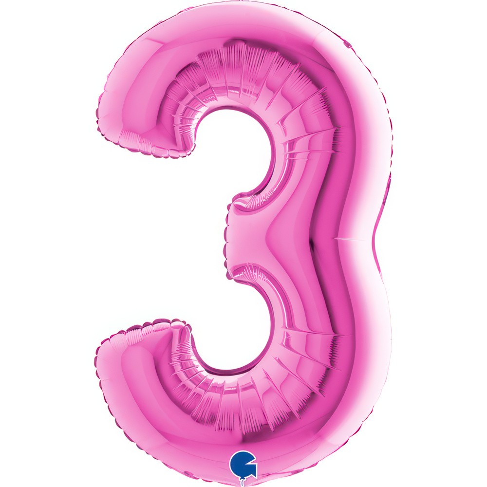 Фолиев балон - цифра  3 - циклама - 101 см
