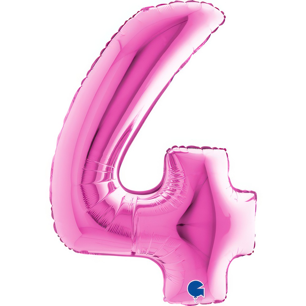 Фолиев балон - цифра  4 - циклама - 101 см