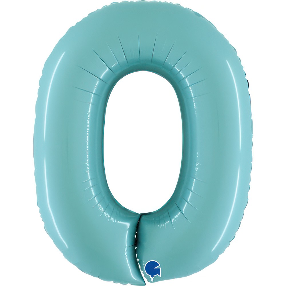 Фолиев балон - цифра  0 - светло син - 101 см