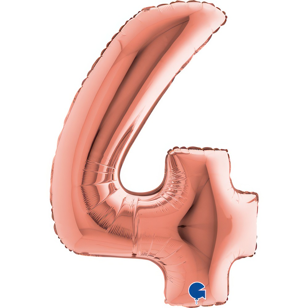 Фолиев балон - цифра 4 - розово злато - 101 см