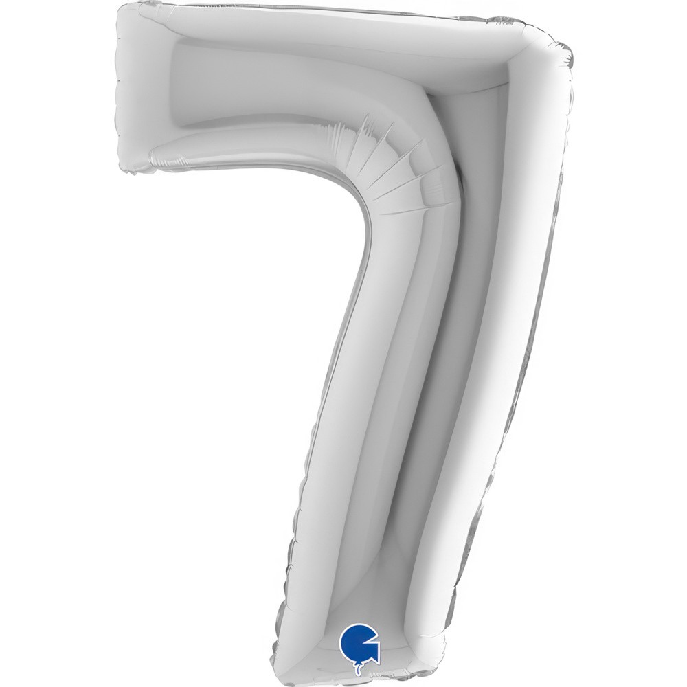 Фолиев балон - цифра 7 - сребро - 101 см